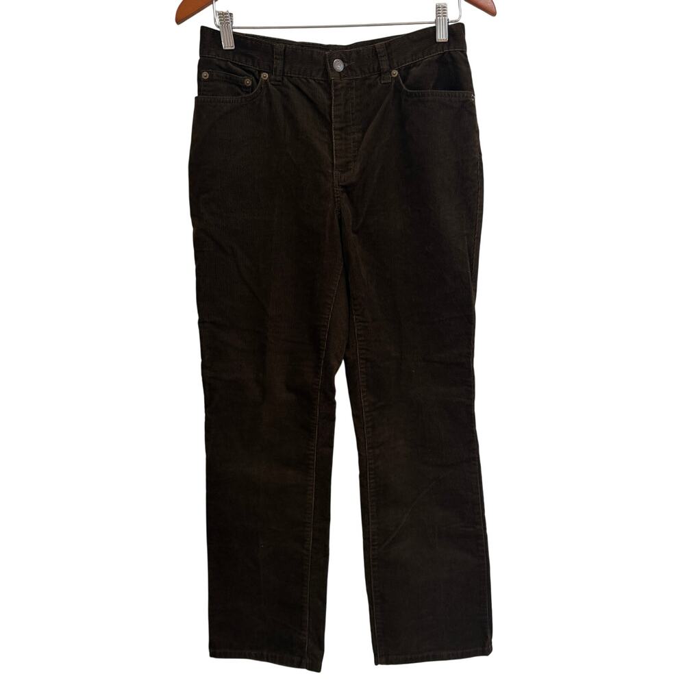 Lauren Jeans Women Petite 8P PM Brown Corduroy Straight Stretch Vintage EUCf